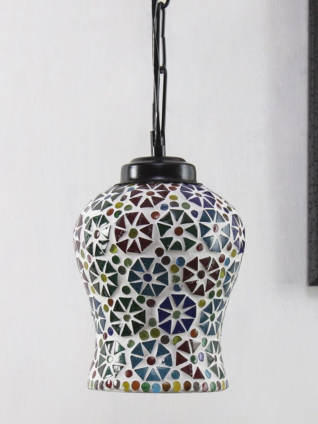 Aura Multicoloured & Multicoloured Textured Glass Traditional Ceiling Lamp-image-45