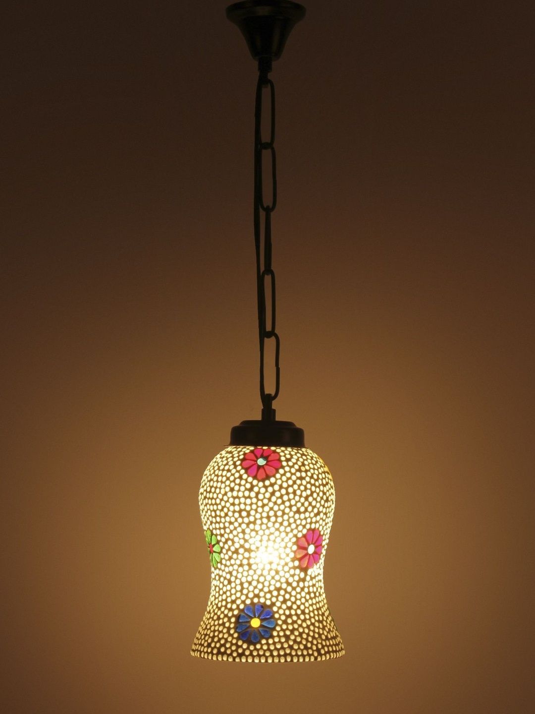 Aura Multicoloured & White Printed Glass Traditional Ceiling Lamp-picture-22