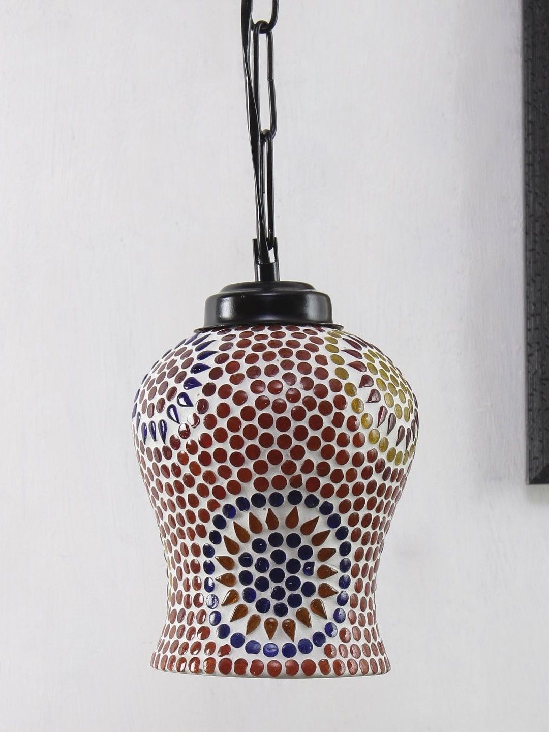 Aura Multicoloured & Multicoloured Textured Glass Traditional Ceiling Lamp-image-46