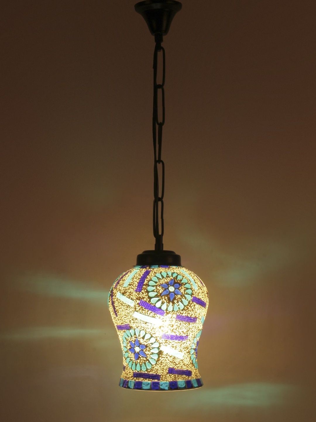 Aura Multicoloured & White Textured Glass Ceiling Lamp-image-33