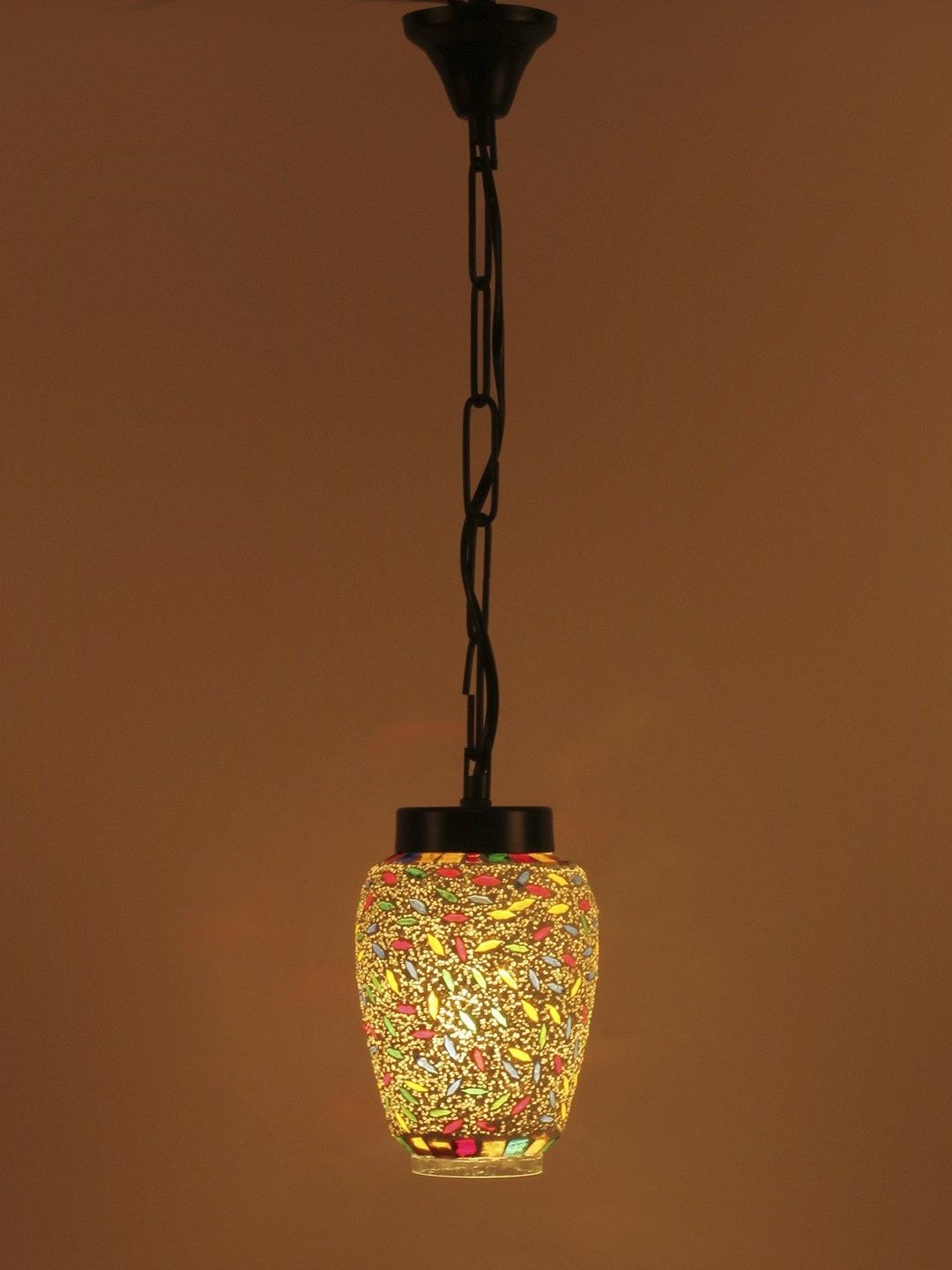 Aura Multicoloured & White Textured Glass Traditional Ceiling Lamp-image-48