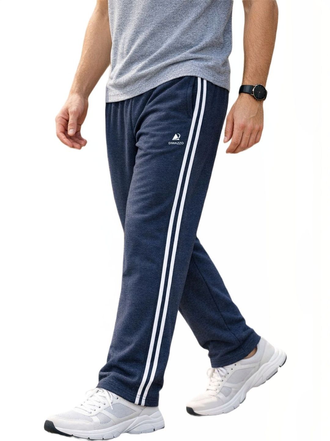 Diwazzo Men Cotton Striped Mid Rise Track Pants-picture-16