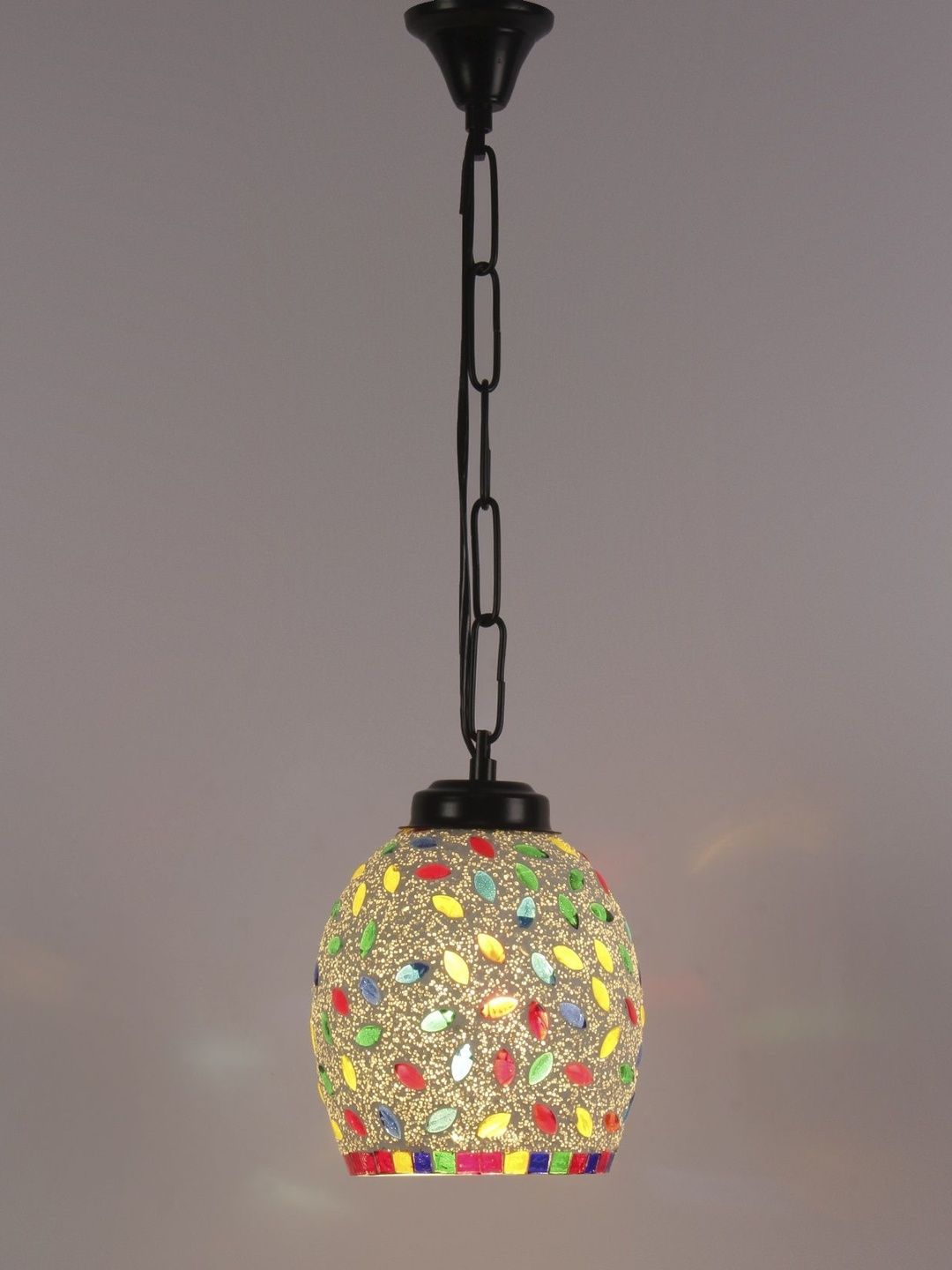 Aura Multicoloured & White Textured Glass Ceiling Lamp-image-46
