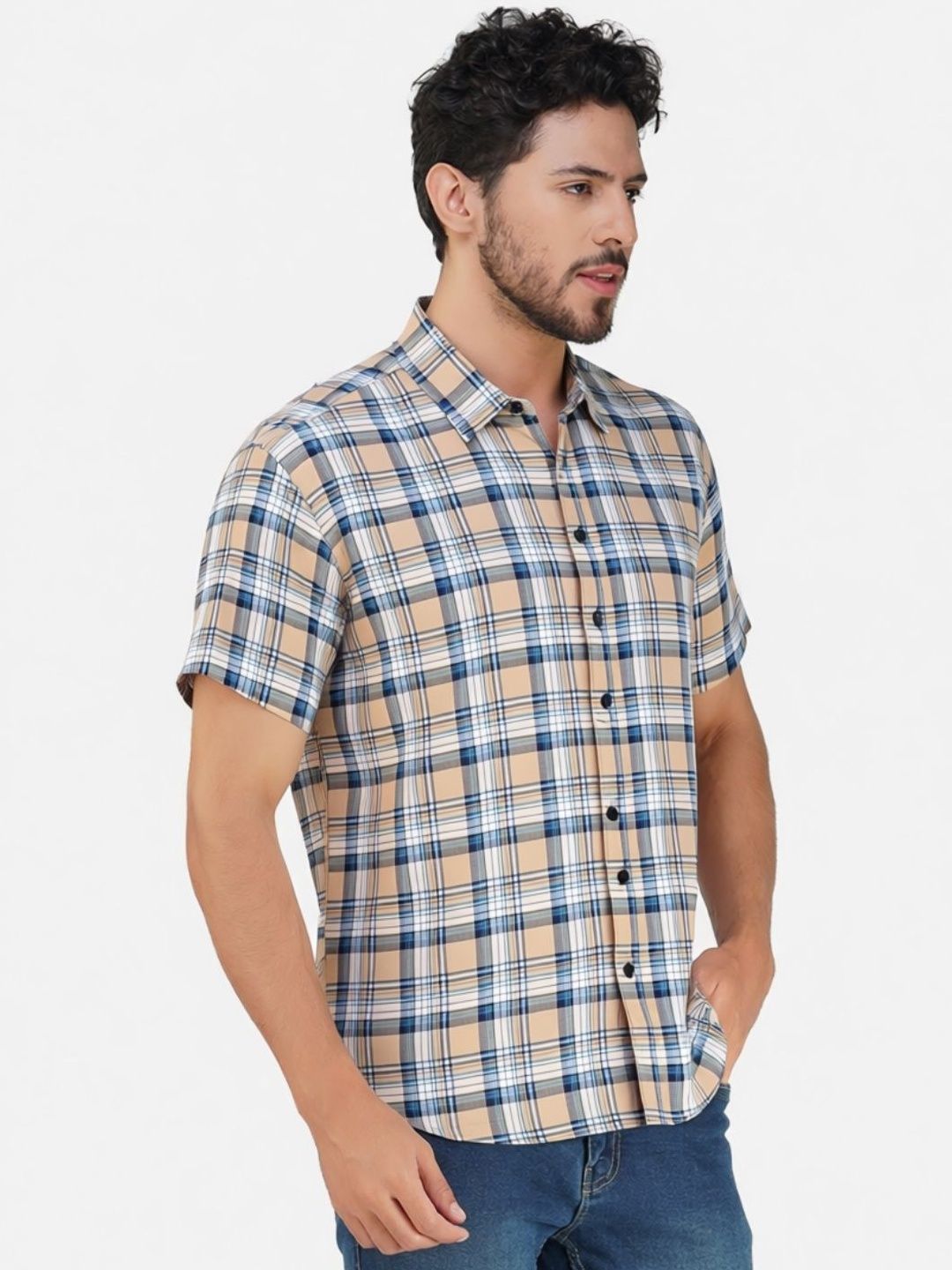 BASE 41 Men Slim Fit Checked Casual Shirt-image-11