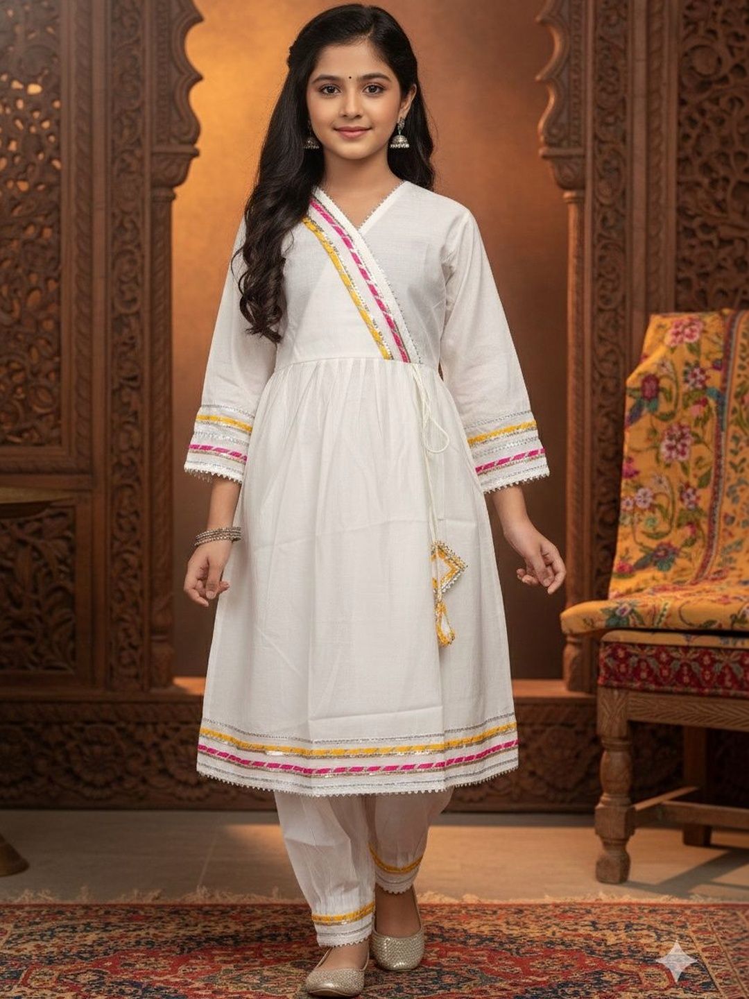 Sangria Pure Cotton V-Neck Kurta & Trousers Kurta Sets-picture-32