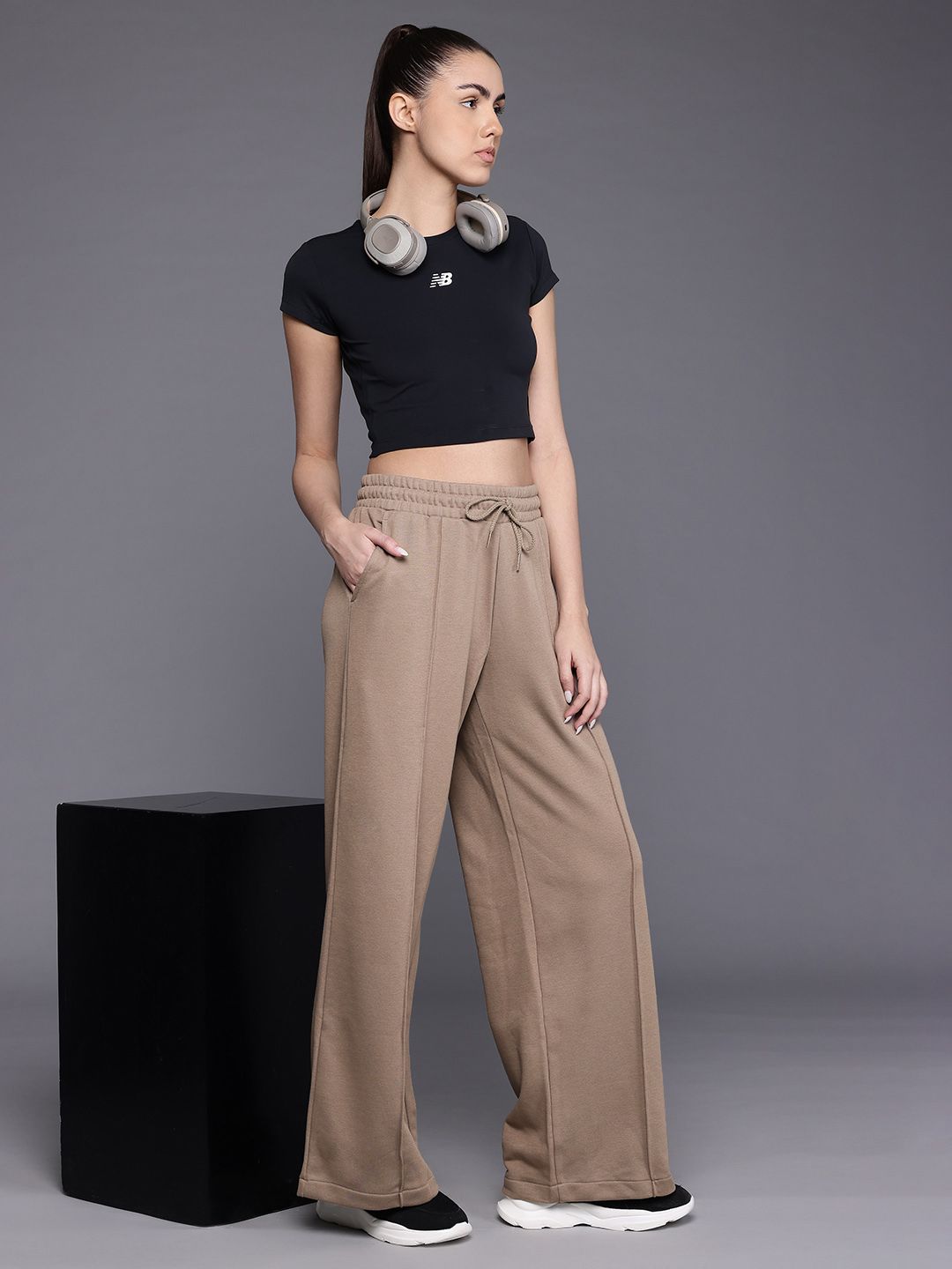 New Balance Brand Logo Printed Mid-Rise Relaxed Fit Track Pants with Front Seam-picture-17