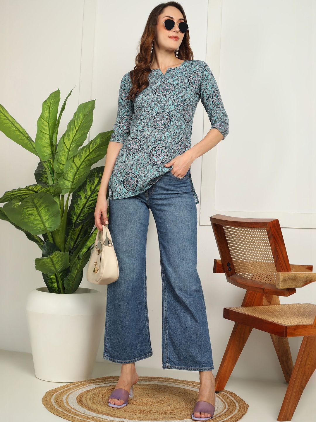 JANKHI Print Ethnic Crepe Top-picture-54