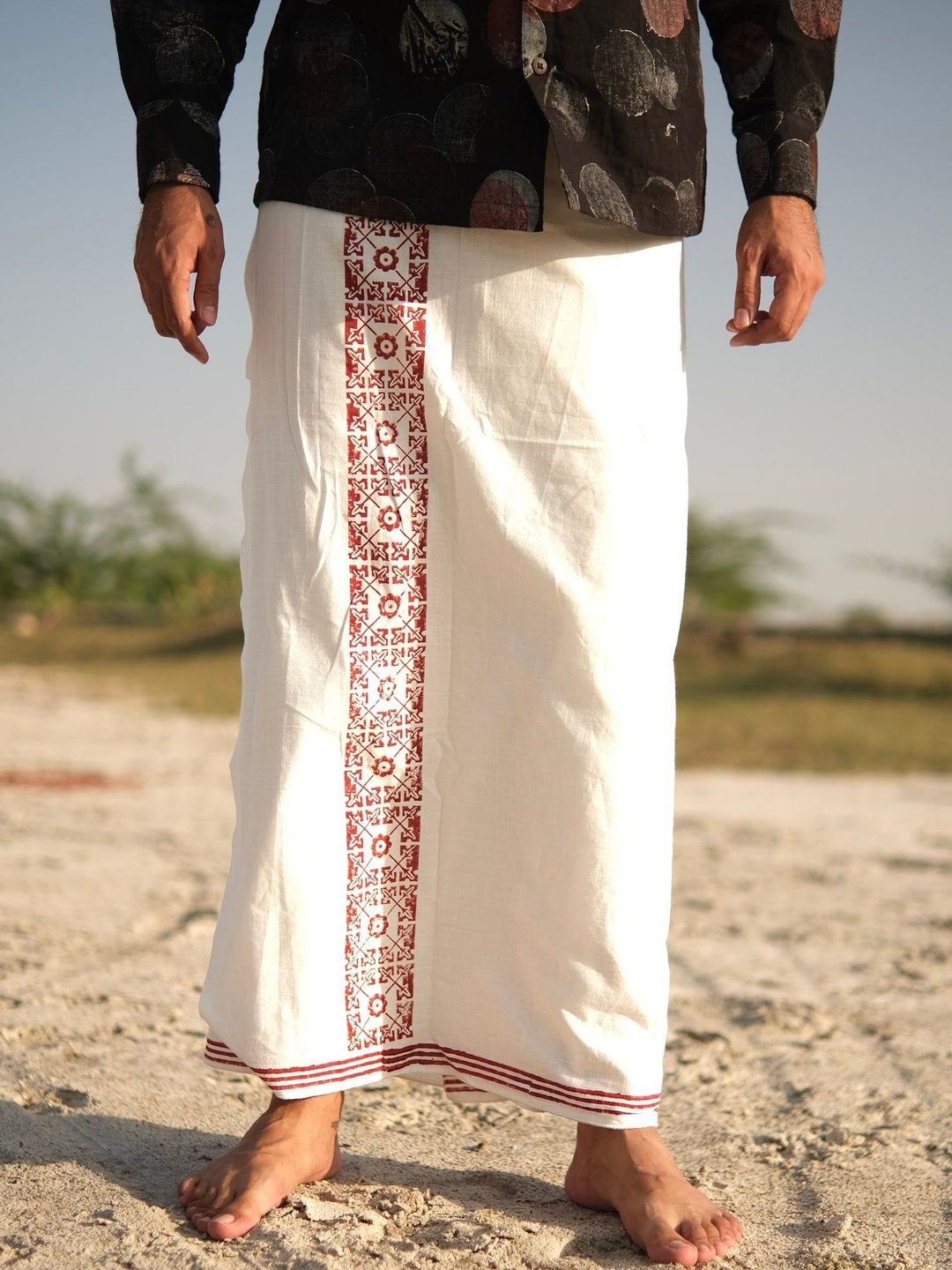 CRYSTAL HEAL Men Printed Cotton Dhotis-picture-21