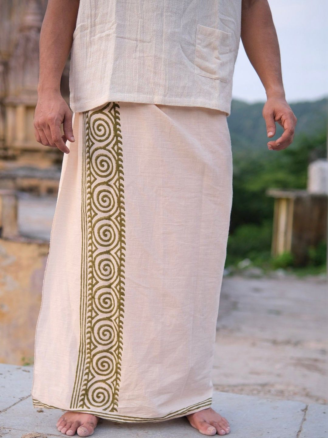 CRYSTAL HEAL Men Printed Cotton Dhotis-picture-35