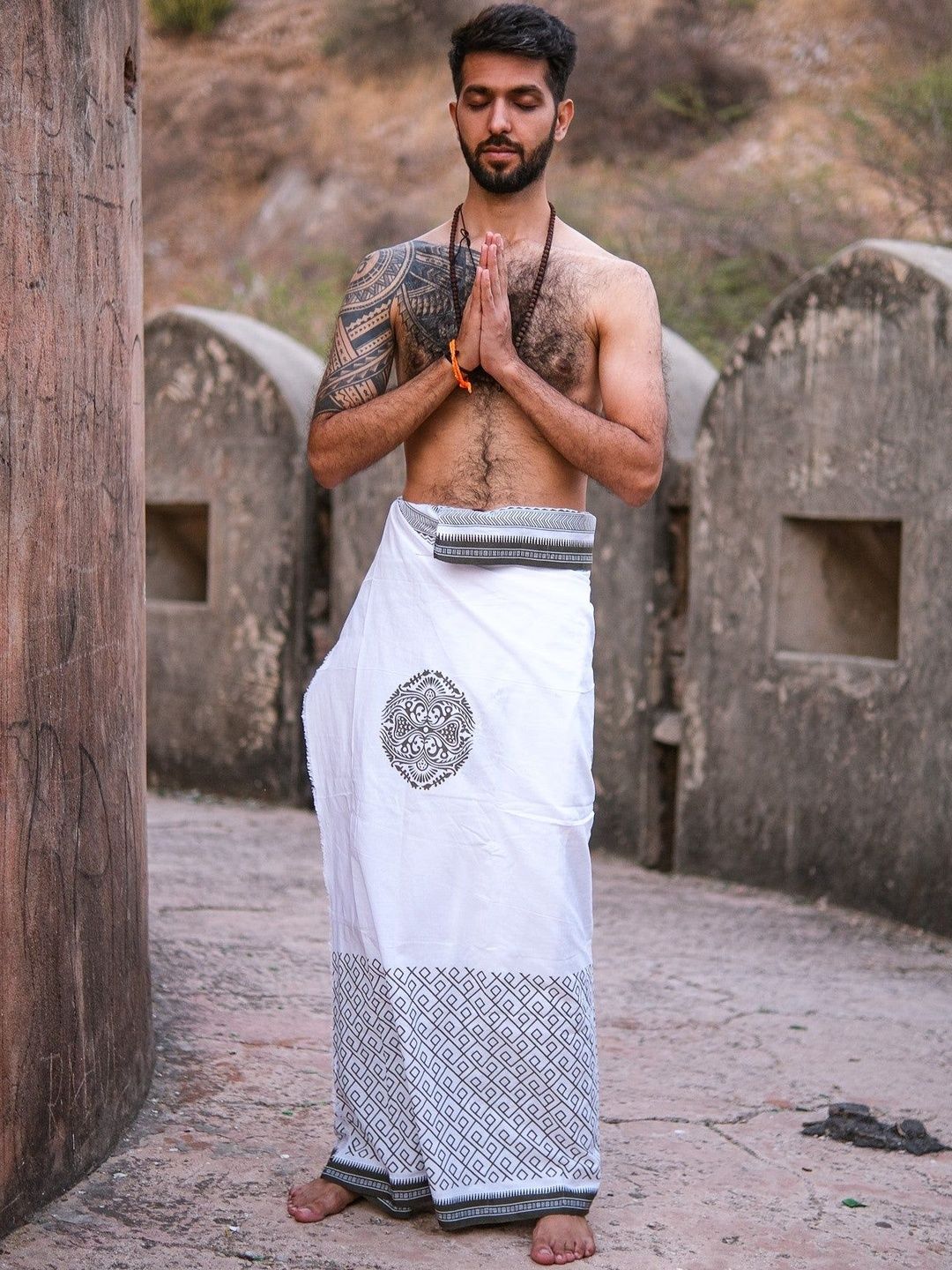 CRYSTAL HEAL Men Printed Cotton Dhoti Dhotis-picture-23