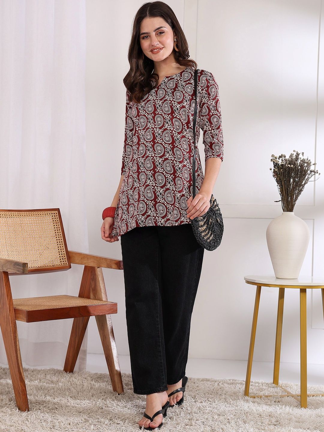 JANKHI Print Ethnic Crepe Top-picture-52