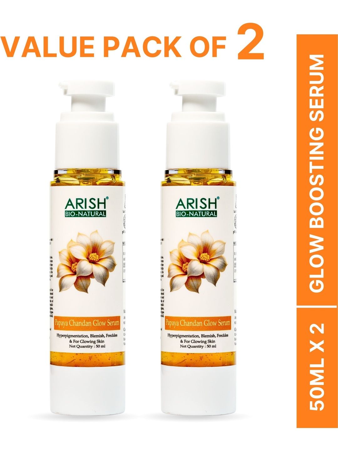 ARISH BIO-NATURAL Set Of 2 Papaya Chandan Glow Serum - 50 ml Each-image-46
