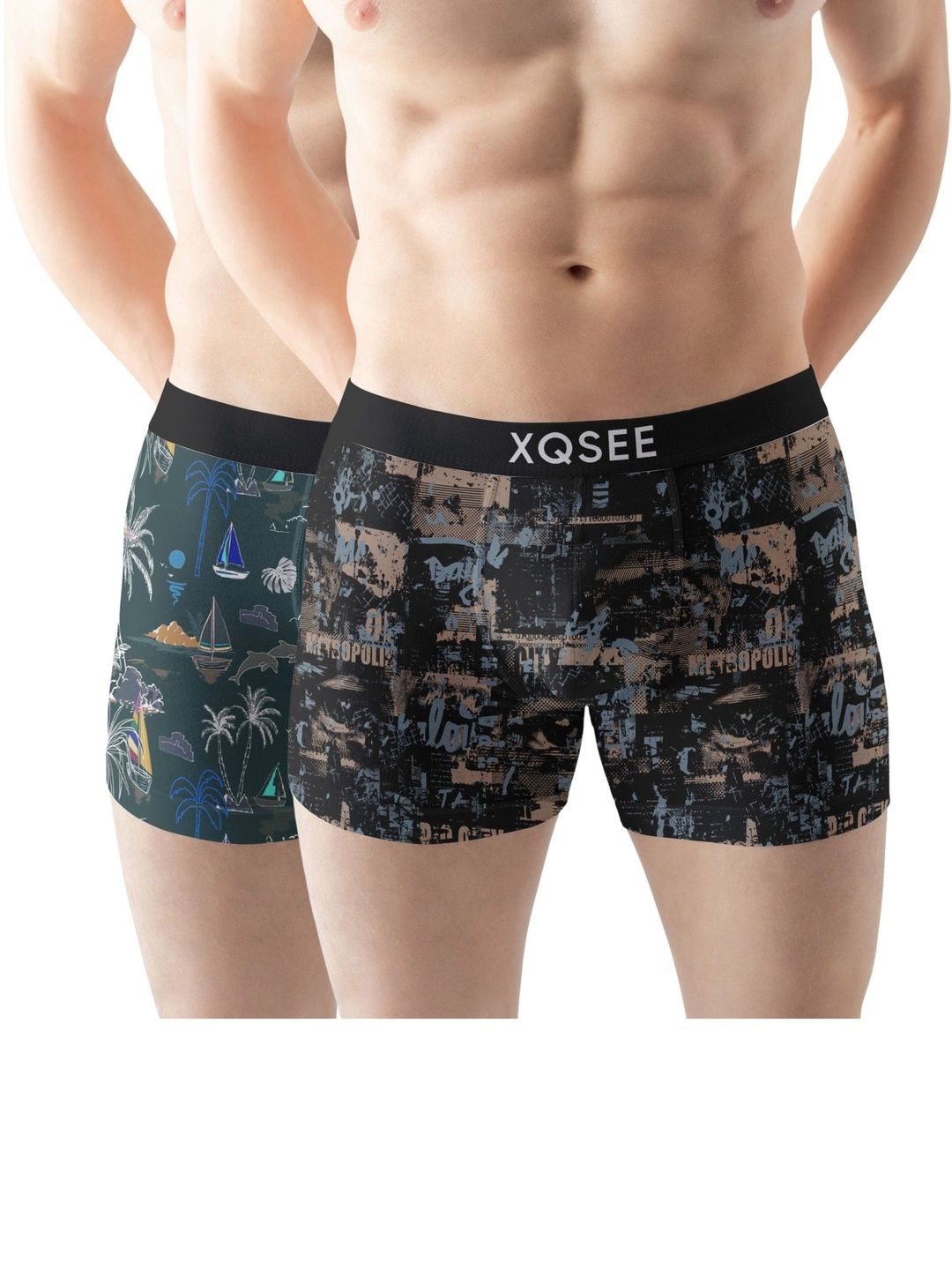 XQSEE Men Pack Of 2 Printed Mid -Rise Short Trunk-picture-12
