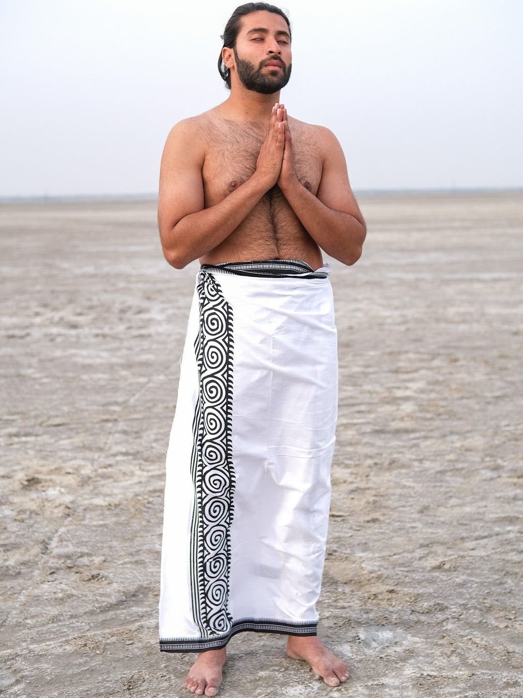 CRYSTAL HEAL Men Solid Cotton Dhoti-picture-12