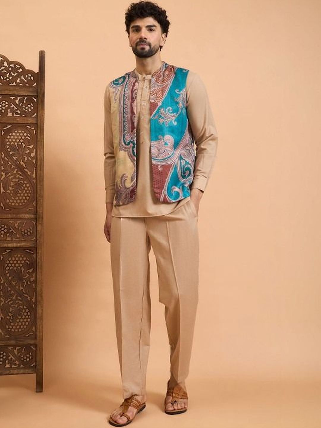House of Pataudi Abstract Design Winter Nehru Jacket-picture-13