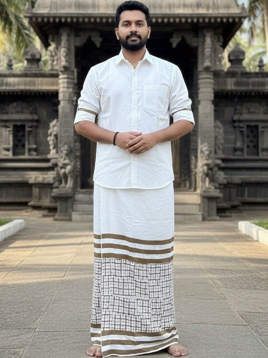 CRYSTAL HEAL Men Printed Cotton Dhoti Dhotis-picture-24