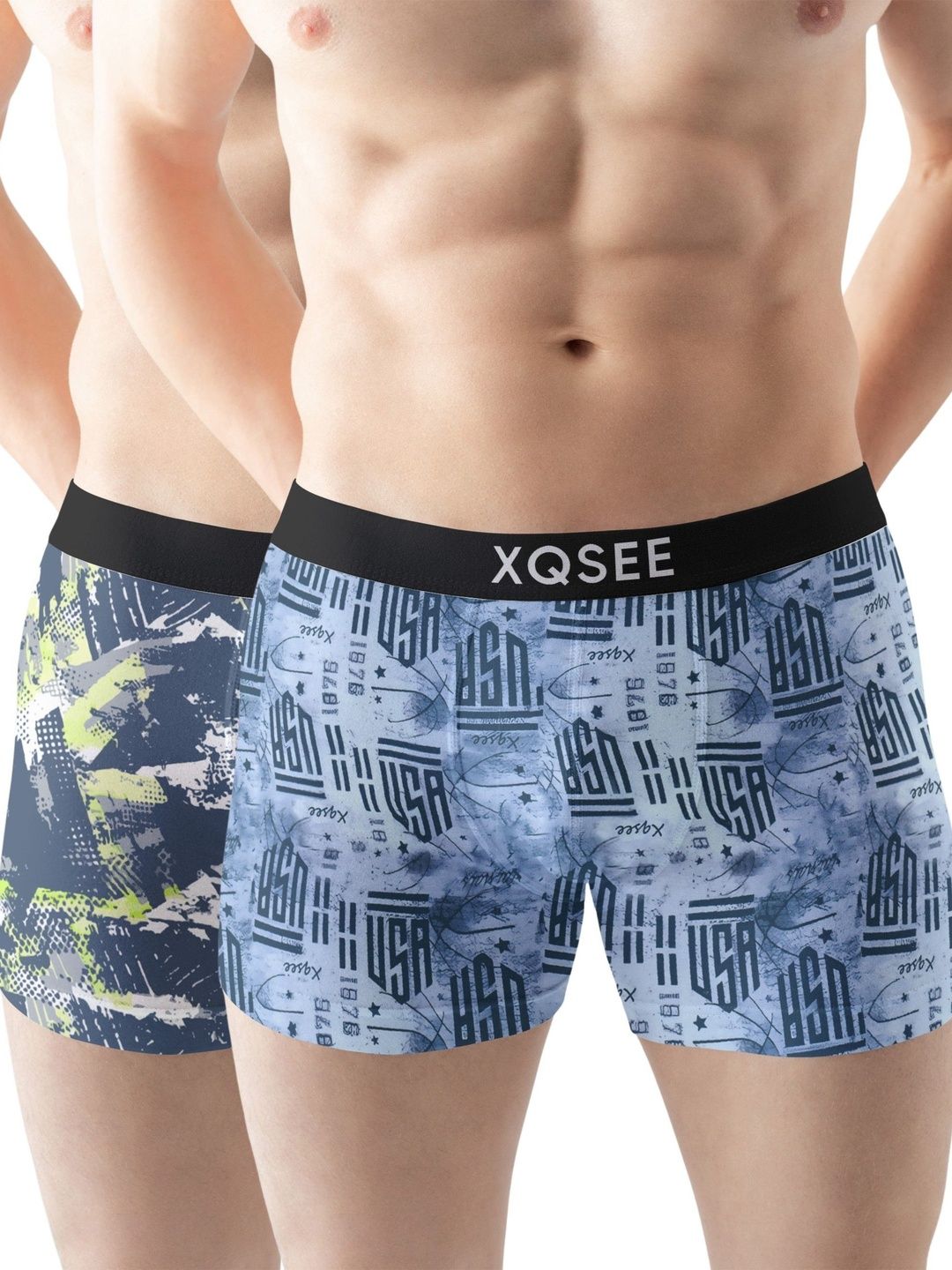 XQSEE Men Pack Of 2 Printed Mid -Rise Short Trunk-picture-43