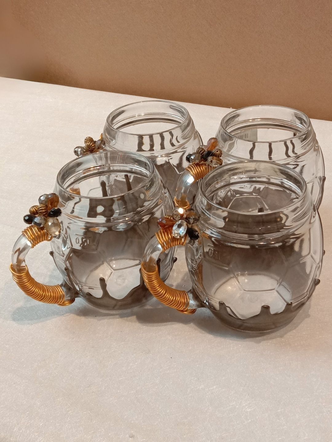 THE HOME CO. Grey Textured Glass Glossy Cups Set of Cups and Mugs-picture-23