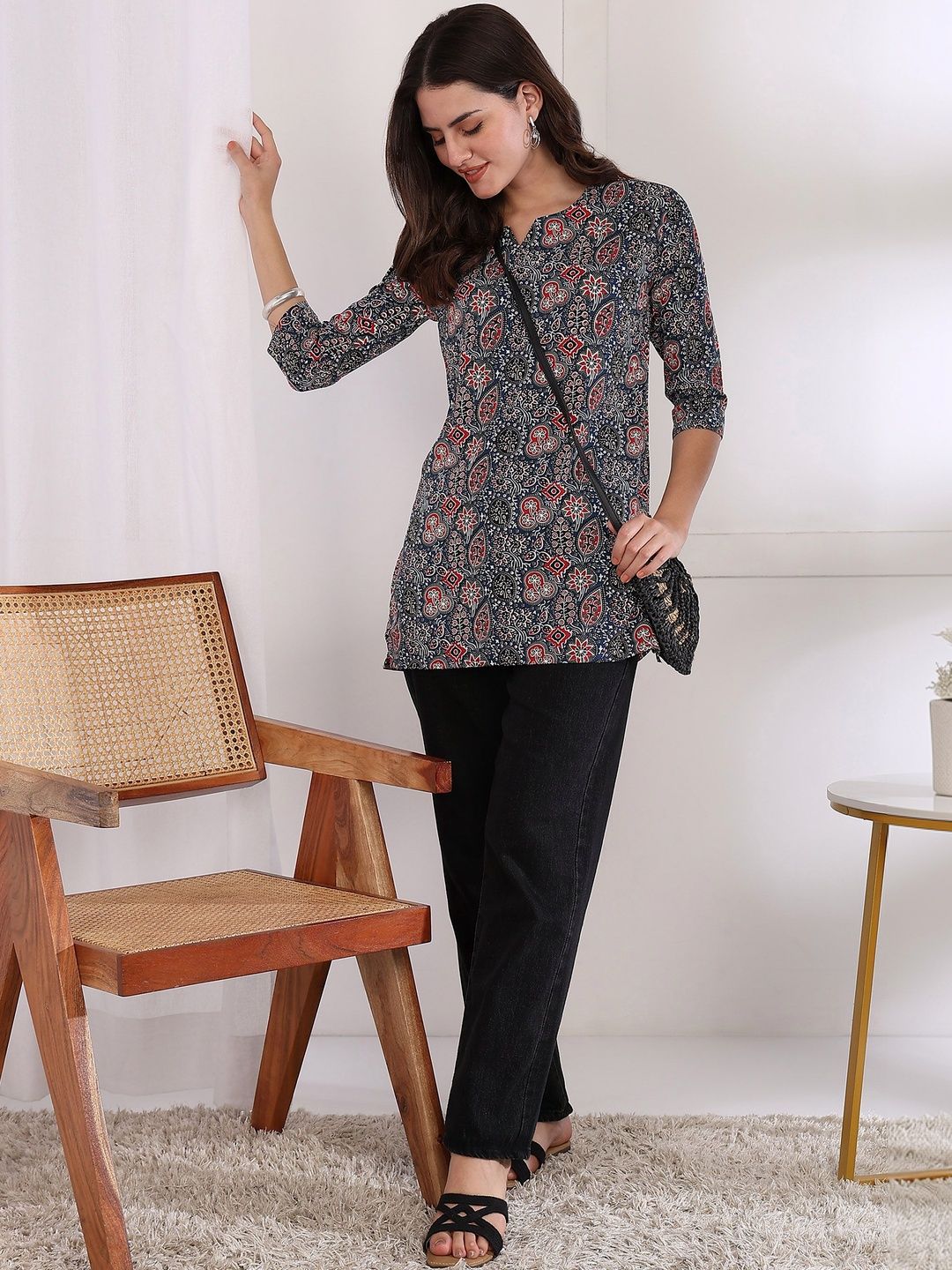 JANKHI Print Ethnic Crepe Top-picture-16