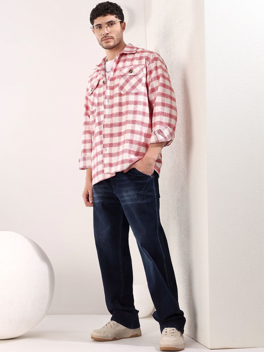 Kotty Men Stylish Checked Bomber Shacket-picture-23