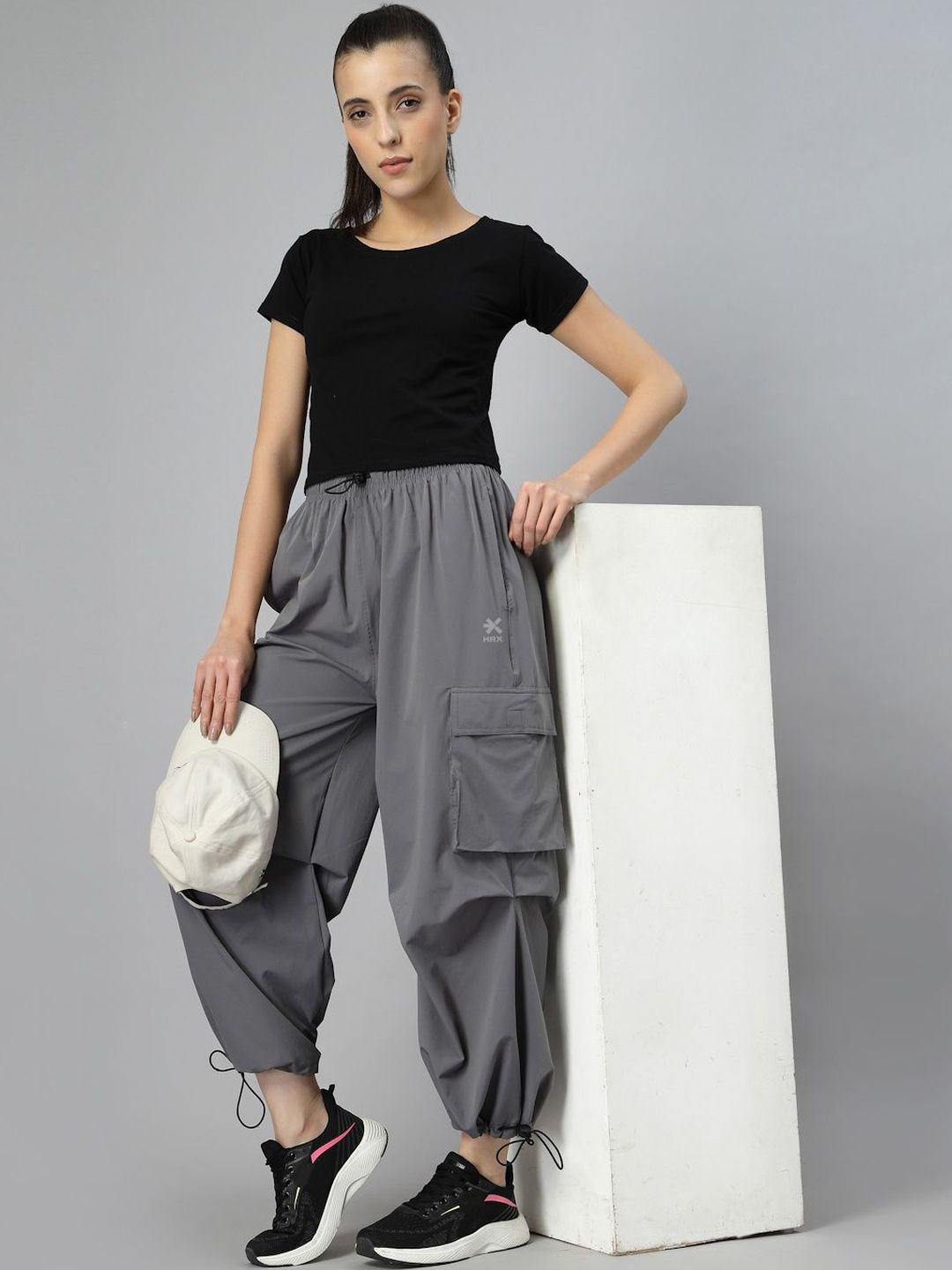 HRX by Hrithik Roshan Women Loose Fit Baggy Parachute Cargo Trousers-picture-32