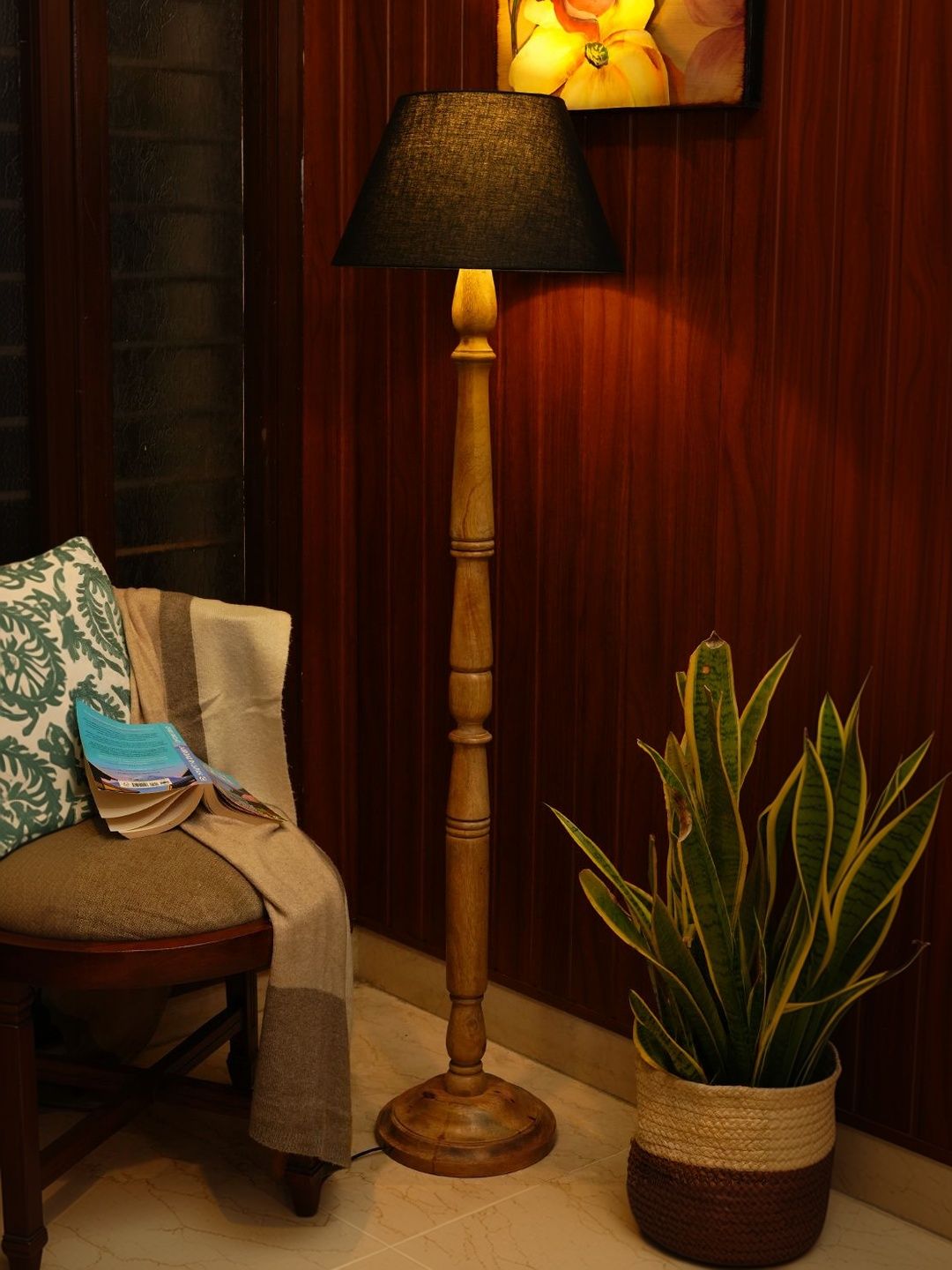 green girgit Black & Brown Wooden Bell Floor Lamps-picture-31