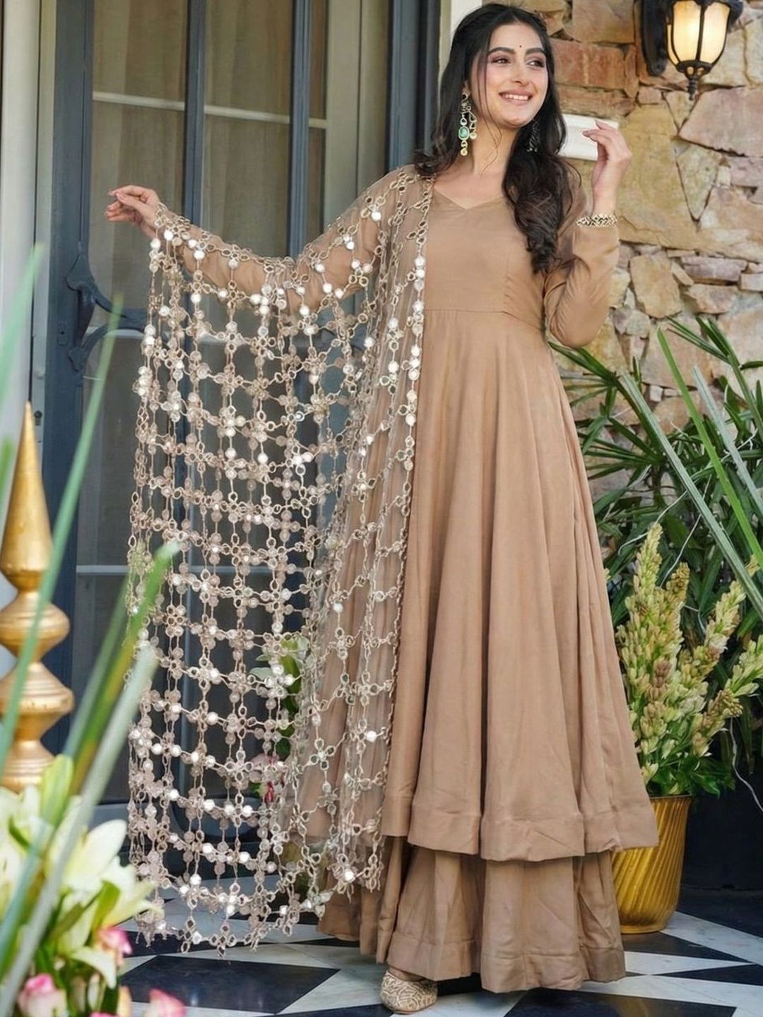 VASTRABELLA Ethnic Motifs Embroidered Dupatta with Mirror Work-picture-58
