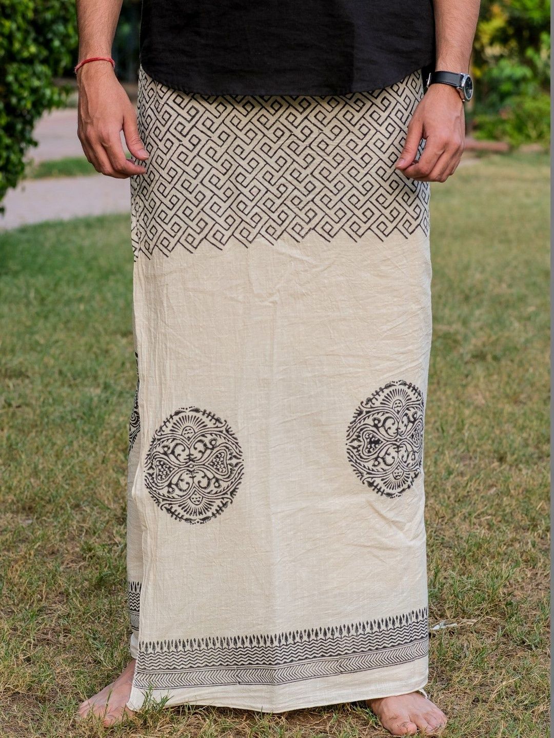 CRYSTAL HEAL Men Printed Cotton Dhotis-picture-12