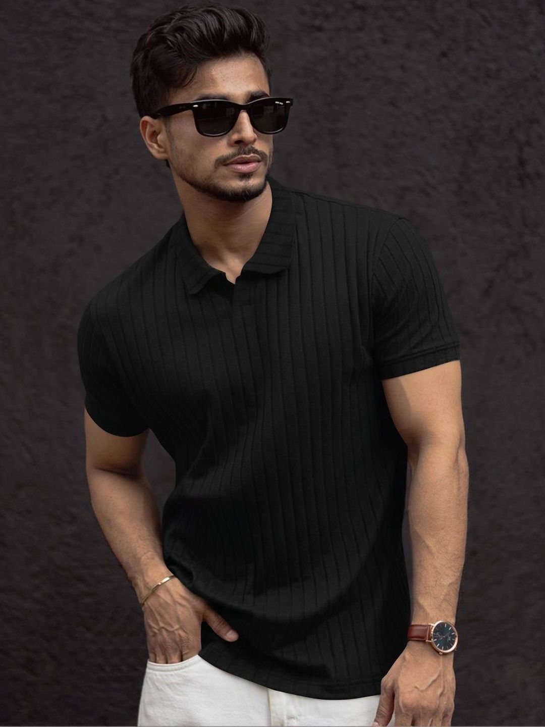 HAPPY KHAJANA Men Striped V-Neck T-shirt-picture-22