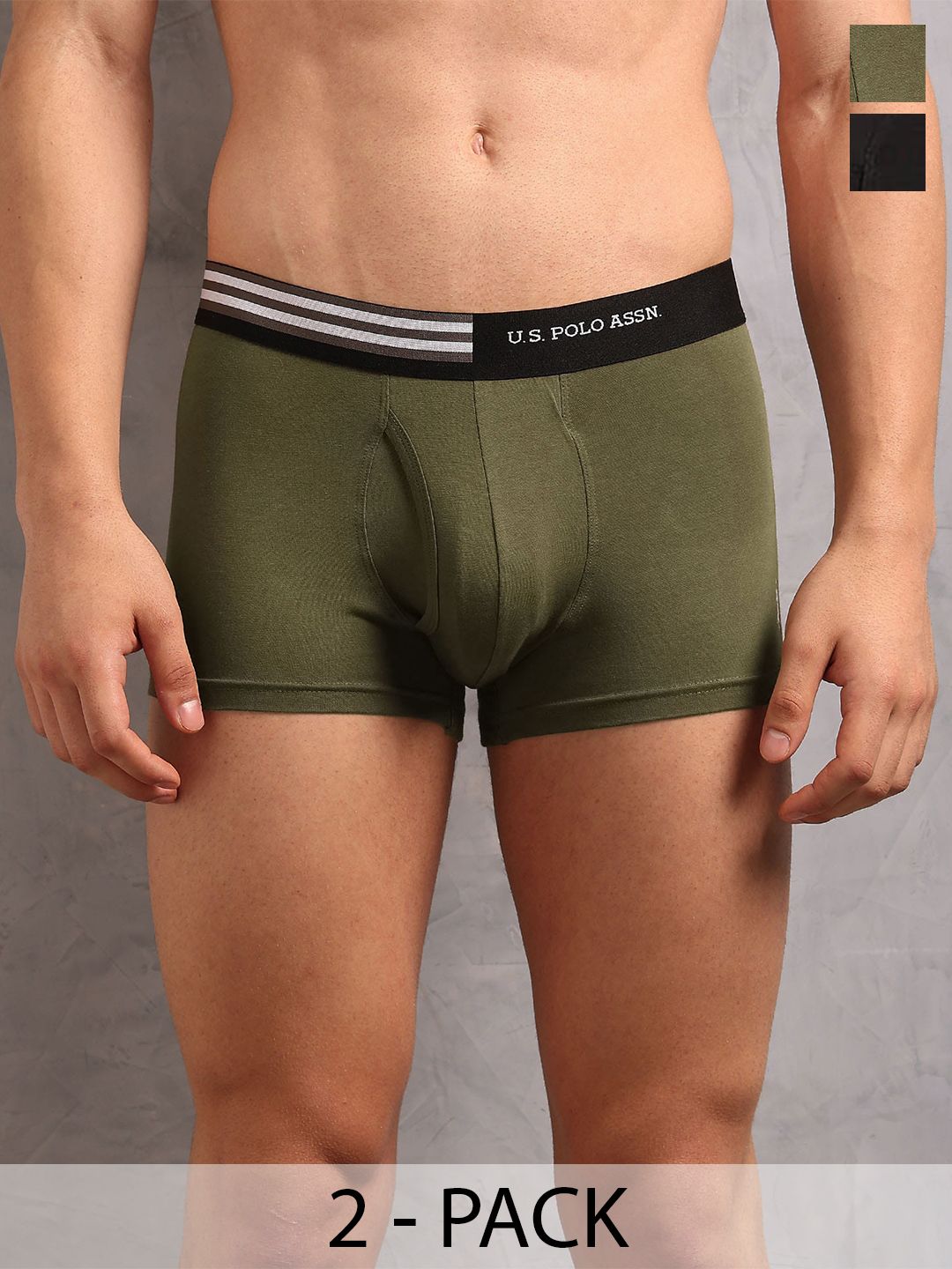 U.S. Polo Assn. Men's OET19 Striped Waistband Underwear Trunks - Pack Of 2-picture-24