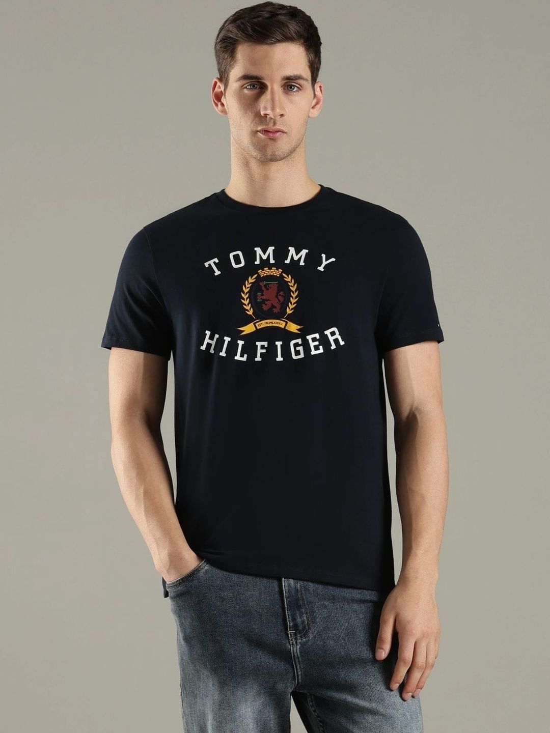 Tommy Hilfiger Men Brand Logo Printed T-shirt-picture-31