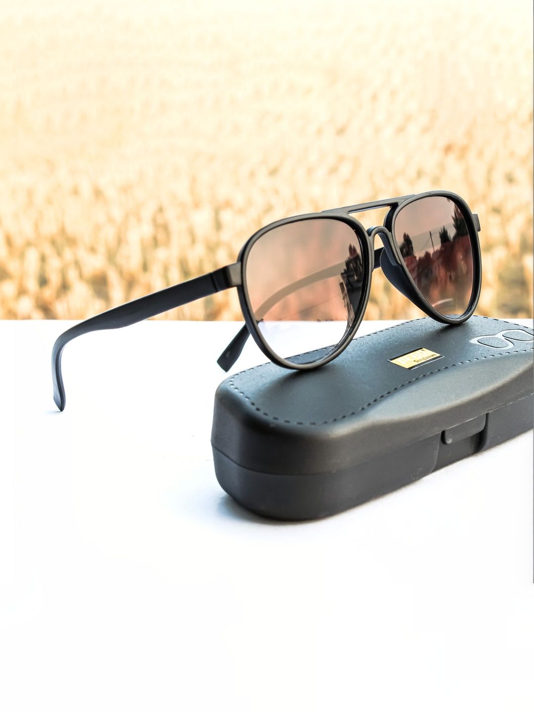 Jiebo Unisex Black Lens & Black Aviator Sunglasses with-image-35