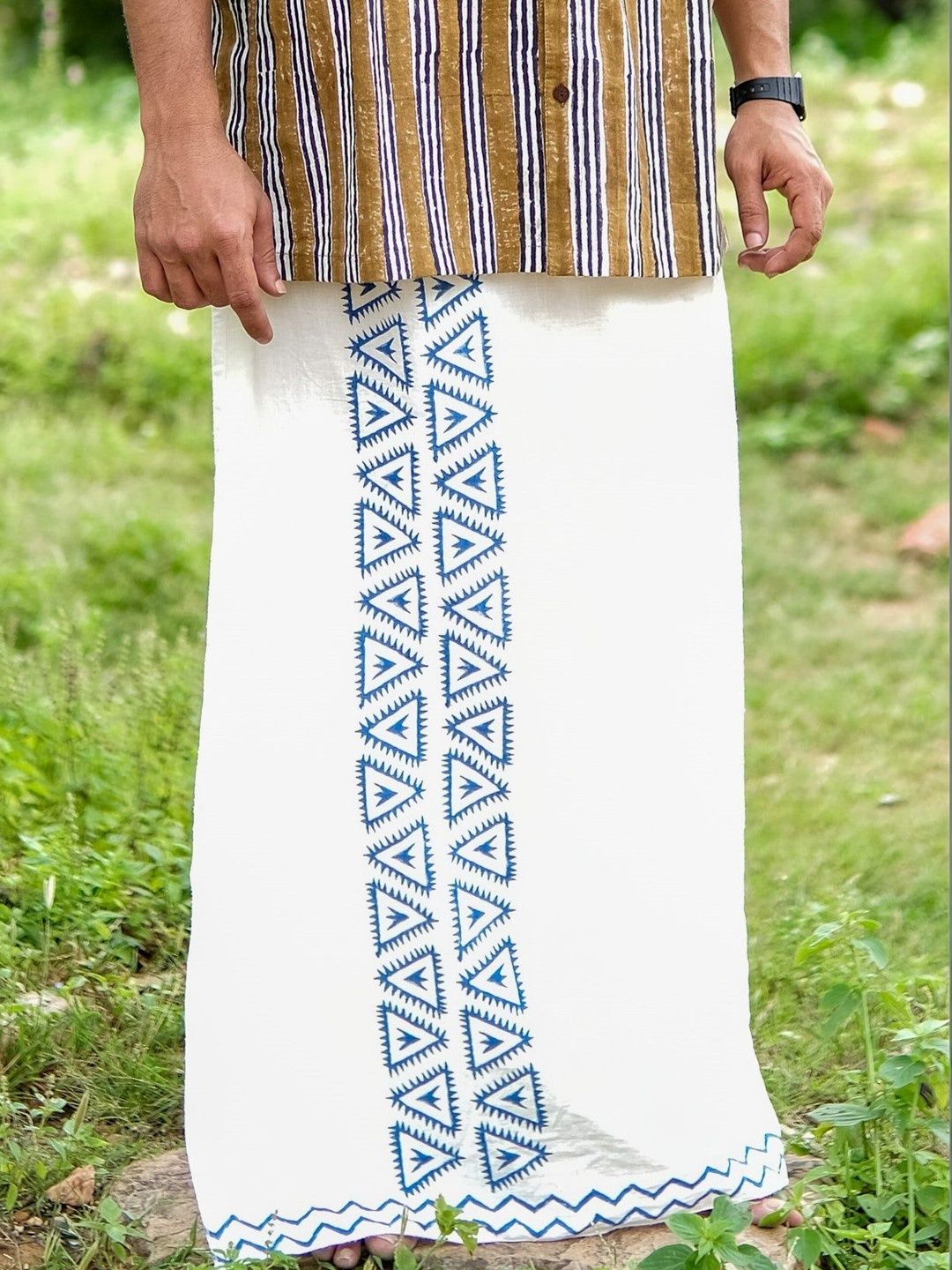 CRYSTAL HEAL Men Printed Cotton Dhotis-picture-17