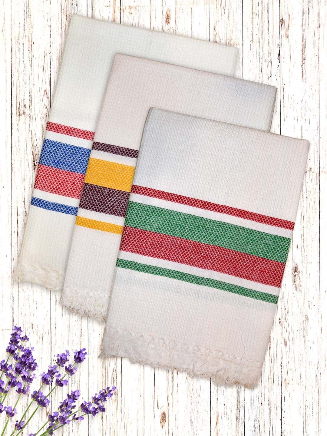 Myntra Elegant Homes White & Green 3 Piece Striped Cotton 120 GSM Towel Set-image-13
