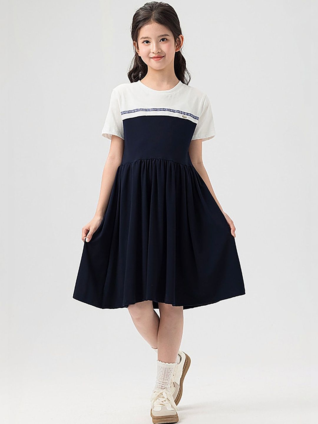 LULU & SKY Colourblocked Fit & Flare Dress-picture-10