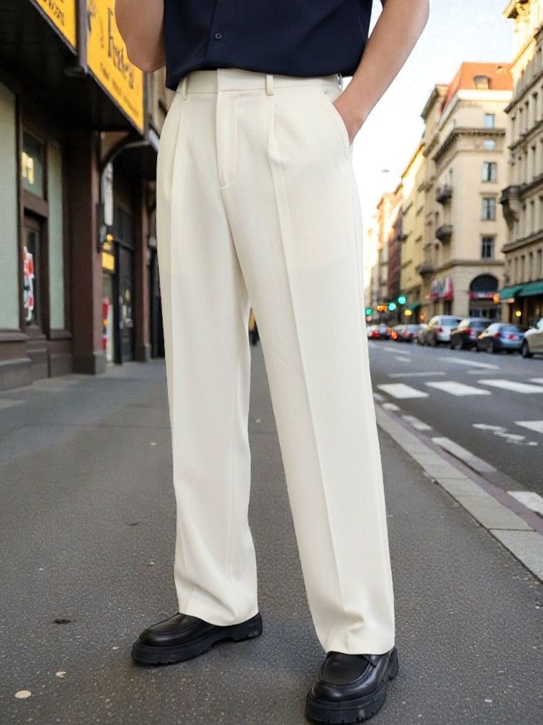 Next One Men Smart Loose Fit Easy Wash Pleated Trousers-picture-23