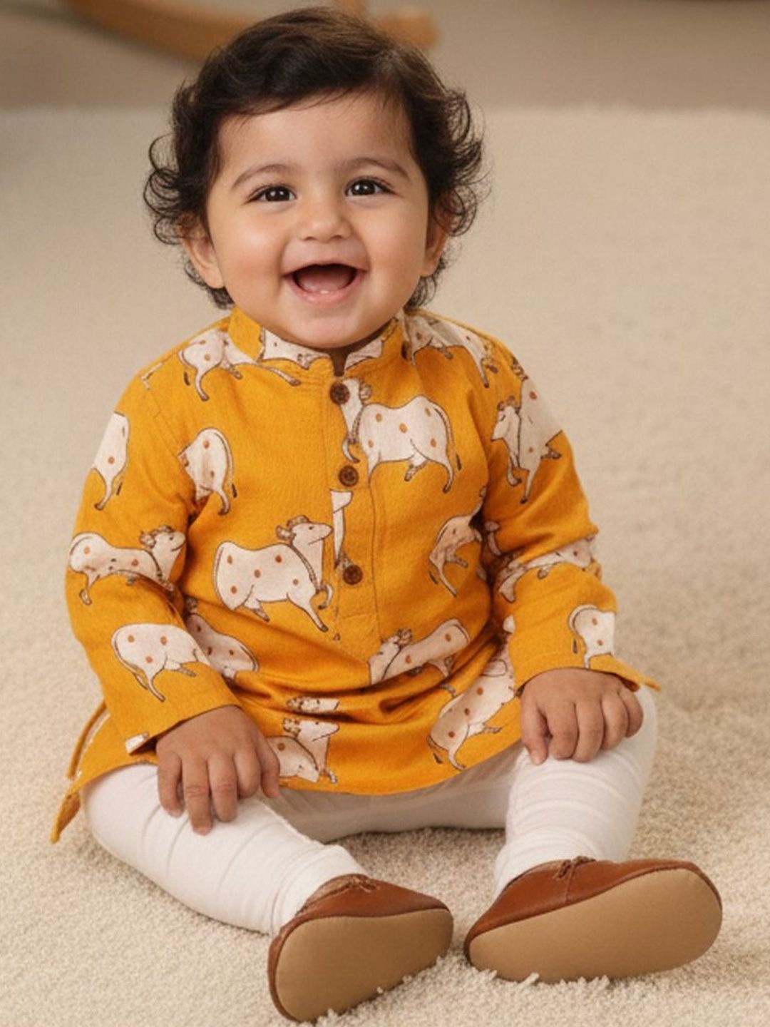 Sangria Boys Printed Pure Cotton Mandarin Collar Straight Kurta & Pyjamas-picture-37