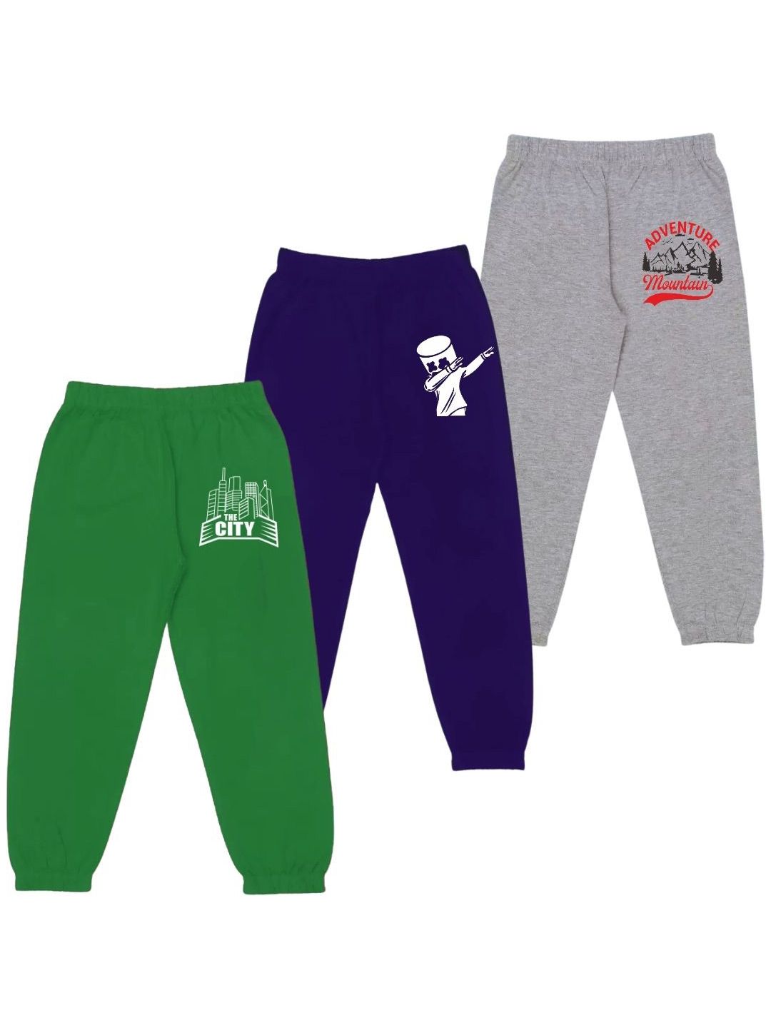 Swanker Unisex Kids Pack of 3 Cotton Mid-Rise Joggers Track Pants-picture-13