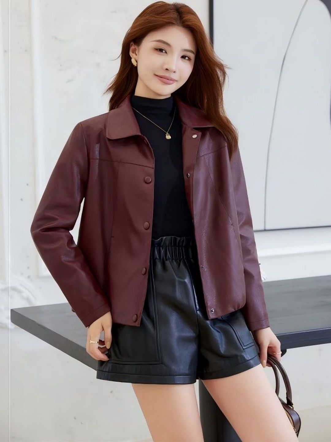 HERE&NOW Women Leather Jacket-picture-17