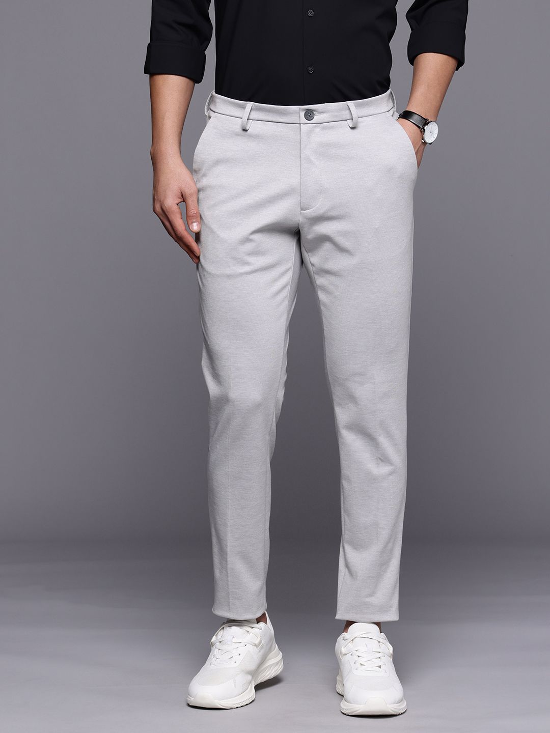 Louis Philippe Ath.Work Men Comfort Tapered Fit Trousers-picture-39