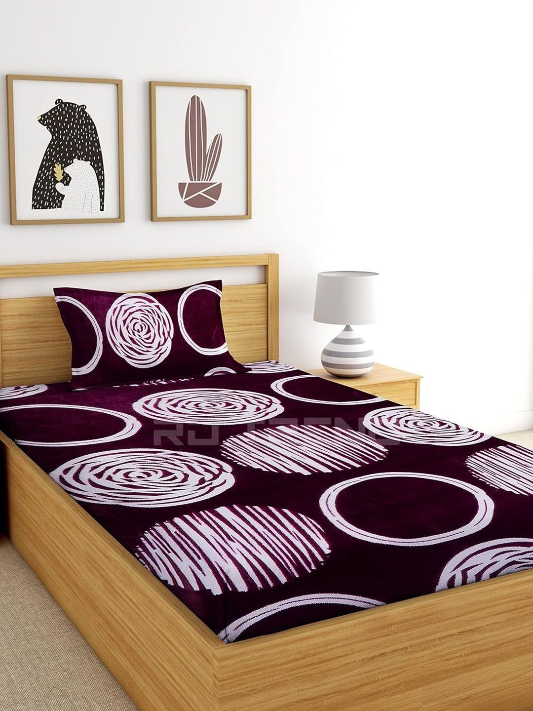 RD TREND Maroon 300 TC Single Bedsheet with 1 Pillow Covers-image-42