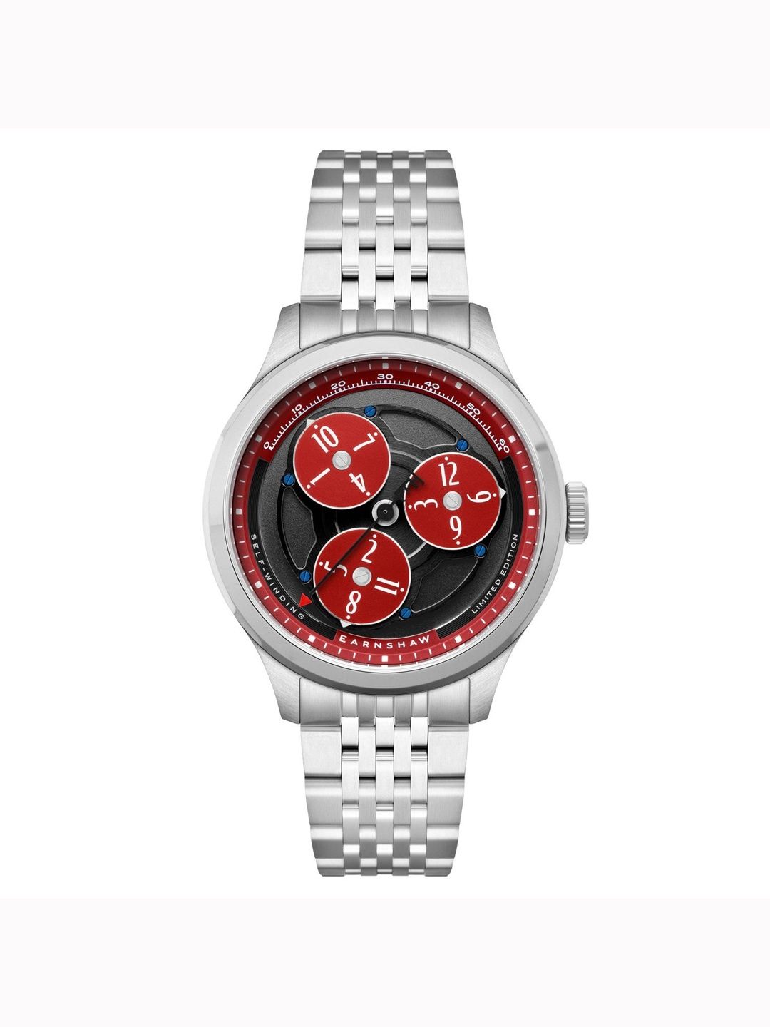 EARNSHAW Men Patterned Dial & Stainless Steel Bracelet Style Straps Analogue Multi Function Automatic Motion Watch-picture-35