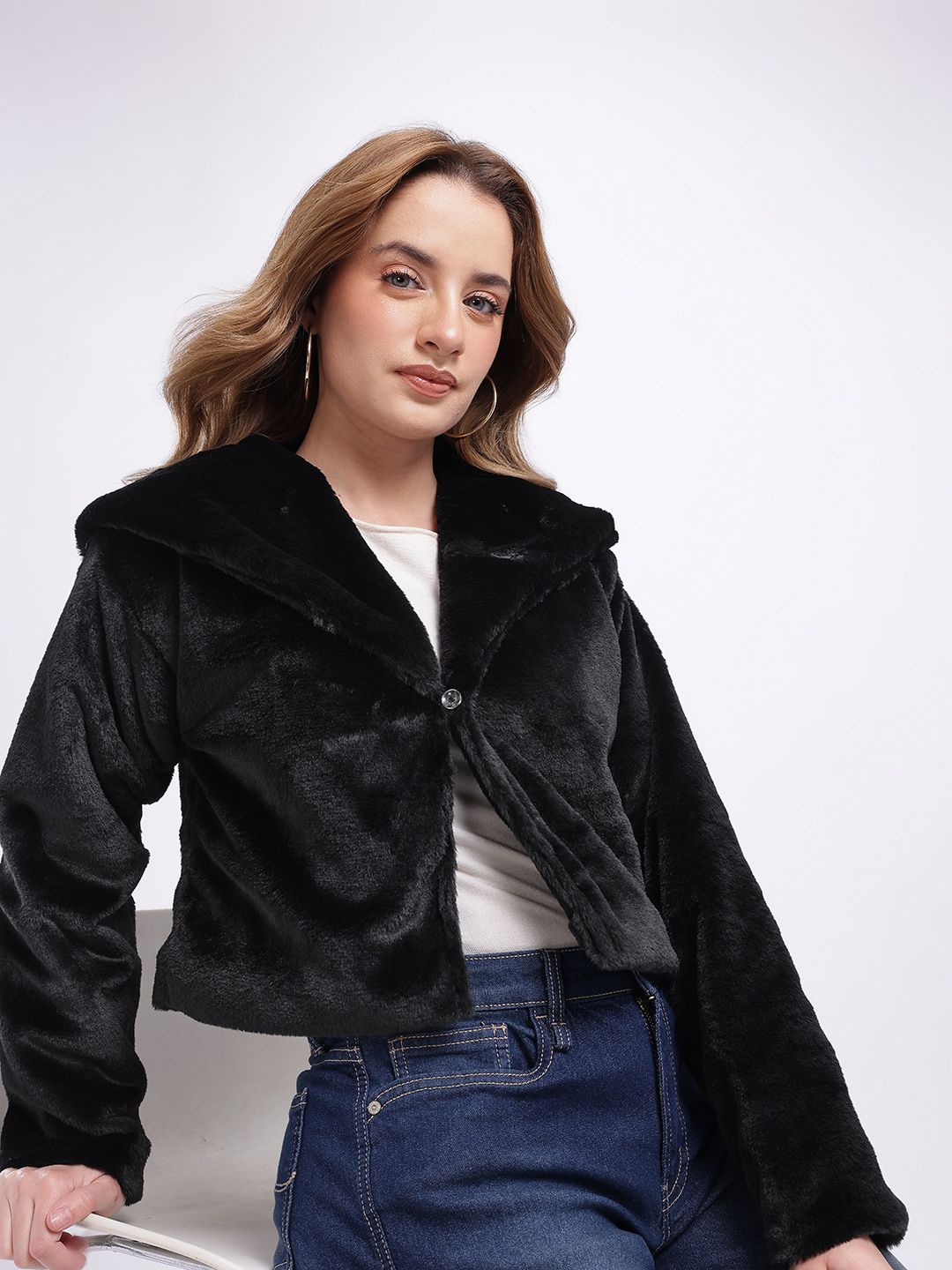 glitchez Faux Fur Over The Keyboard Collar Jacket-picture-16