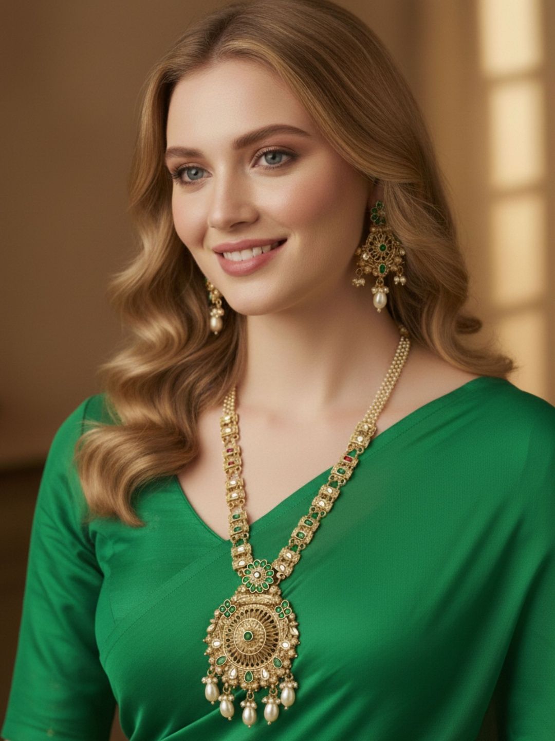 Anouk Gold-Plated Stone-Studded& Beaded Jewellery Set-picture-24