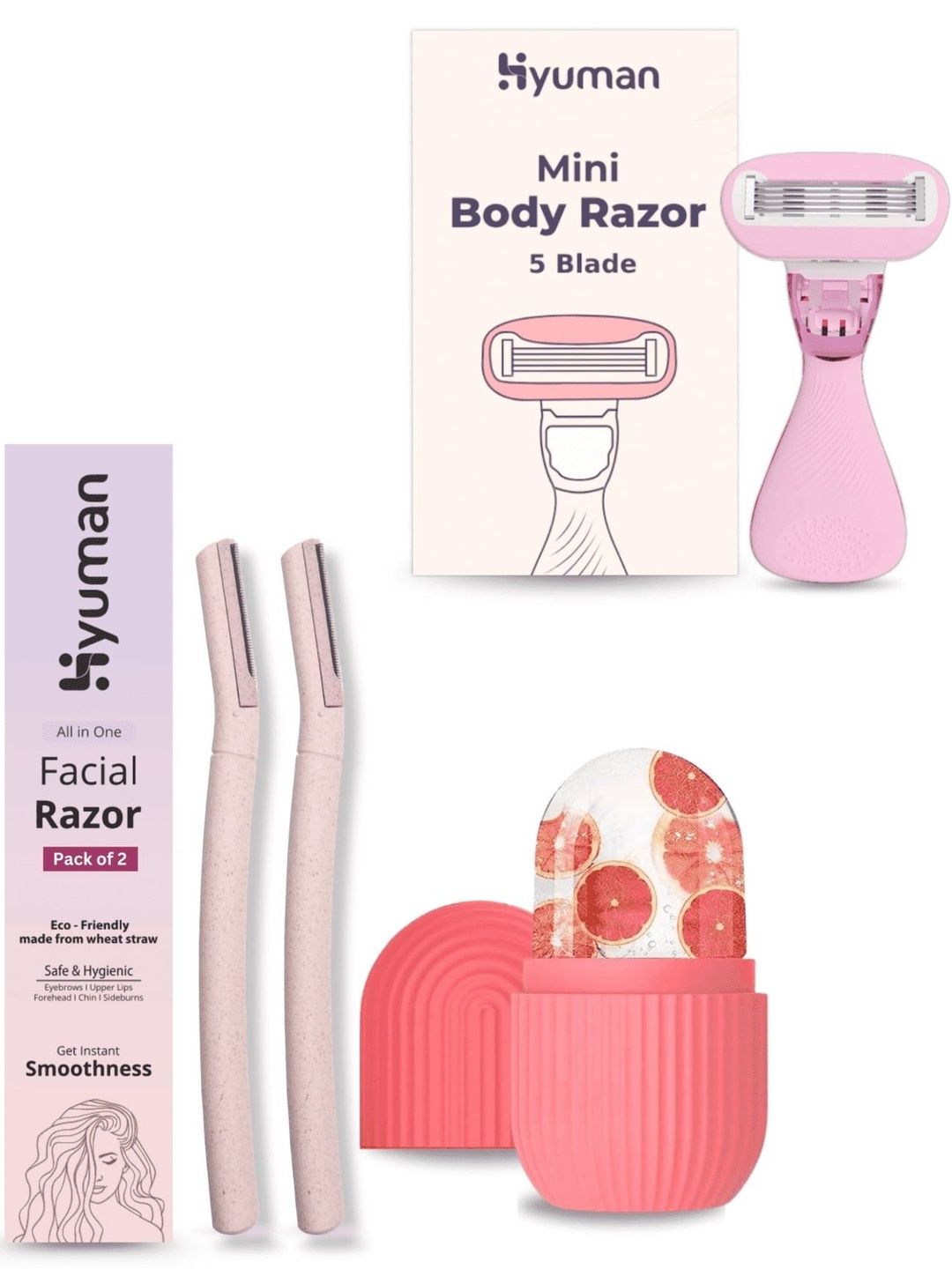HYUMAN Set Of 3 All In One Facial Razor, Mini Body Razor & Ice Roller-picture-30