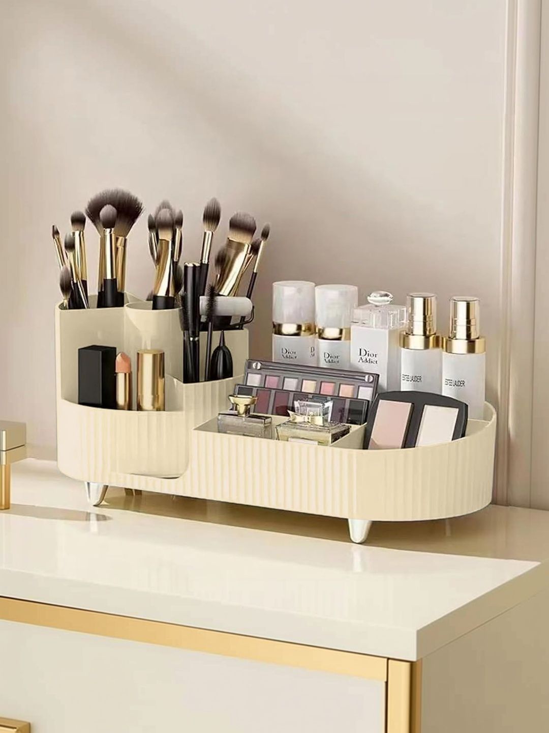 Virtuous Cream-Coloured Reusable Makeup Organiser Organisers-picture-38
