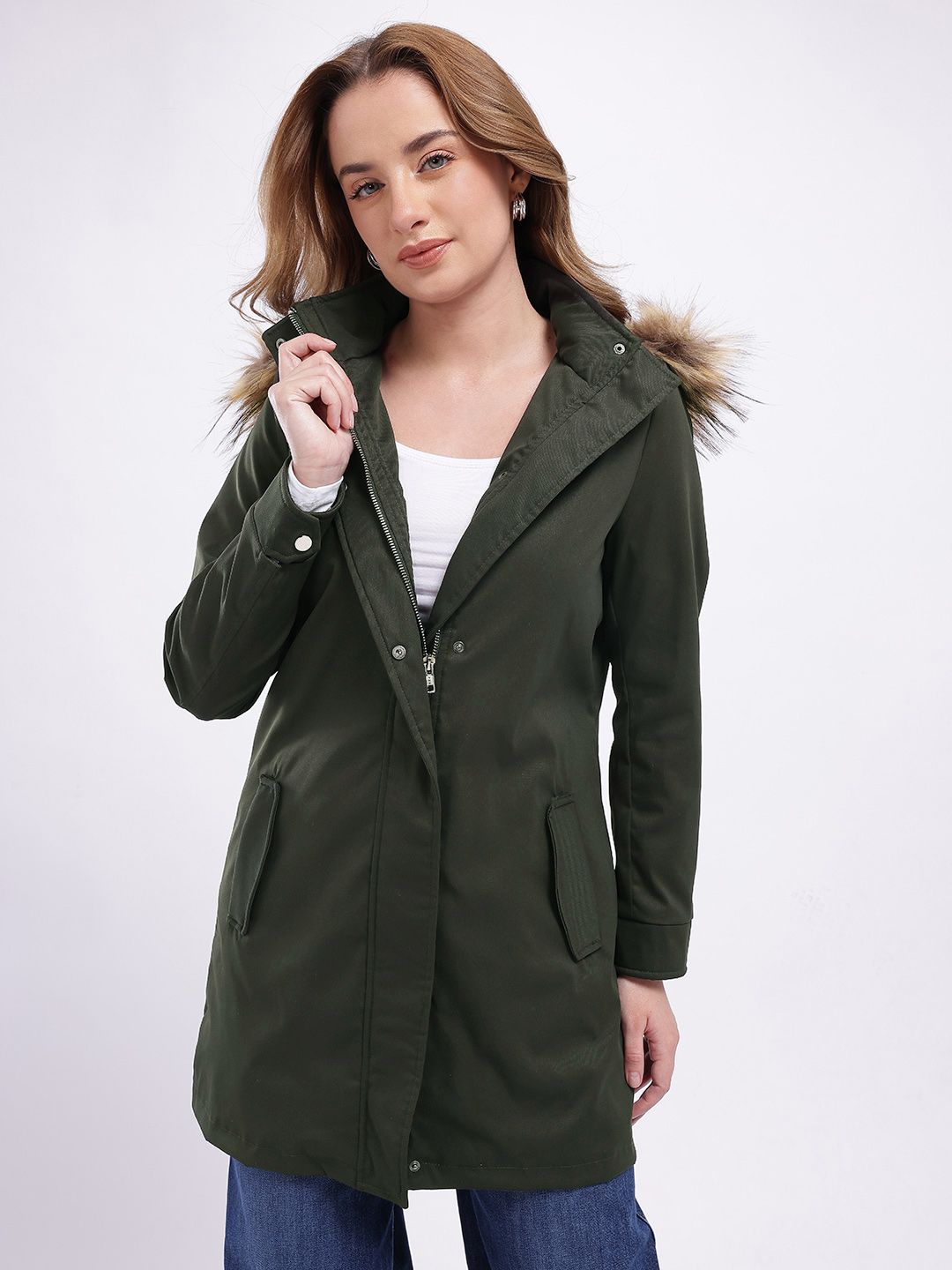 glitchez Longline Detachable Hood Tailored Jacket with Faux Fur Detail-picture-11