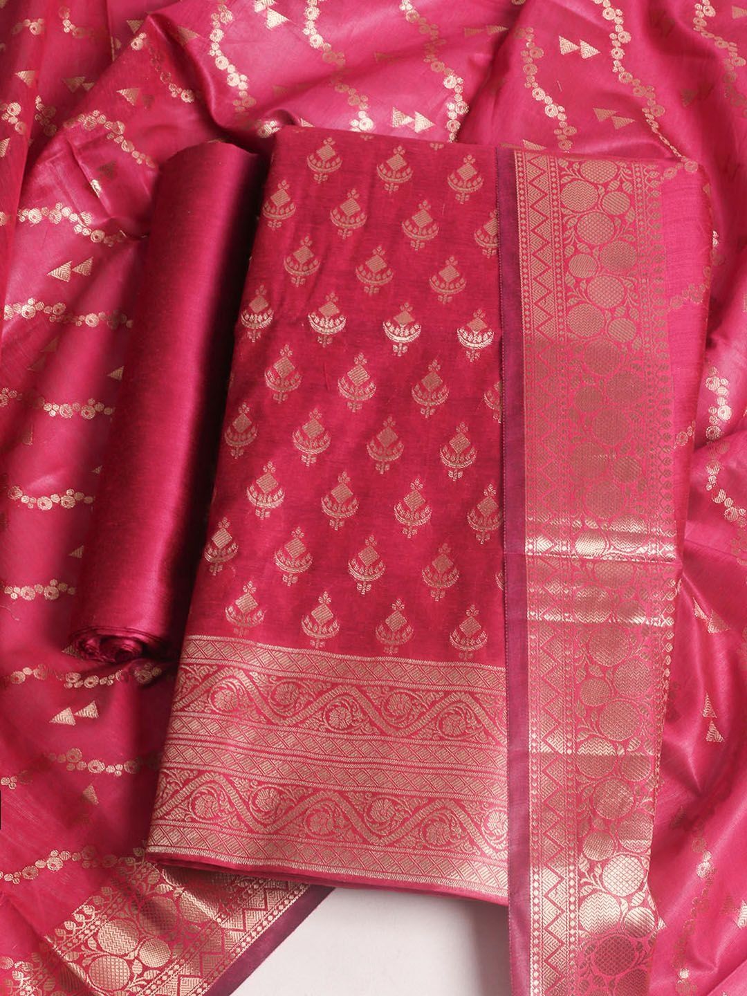 Meena Bazaar Art Silk Unstitched Dress Material-picture-24