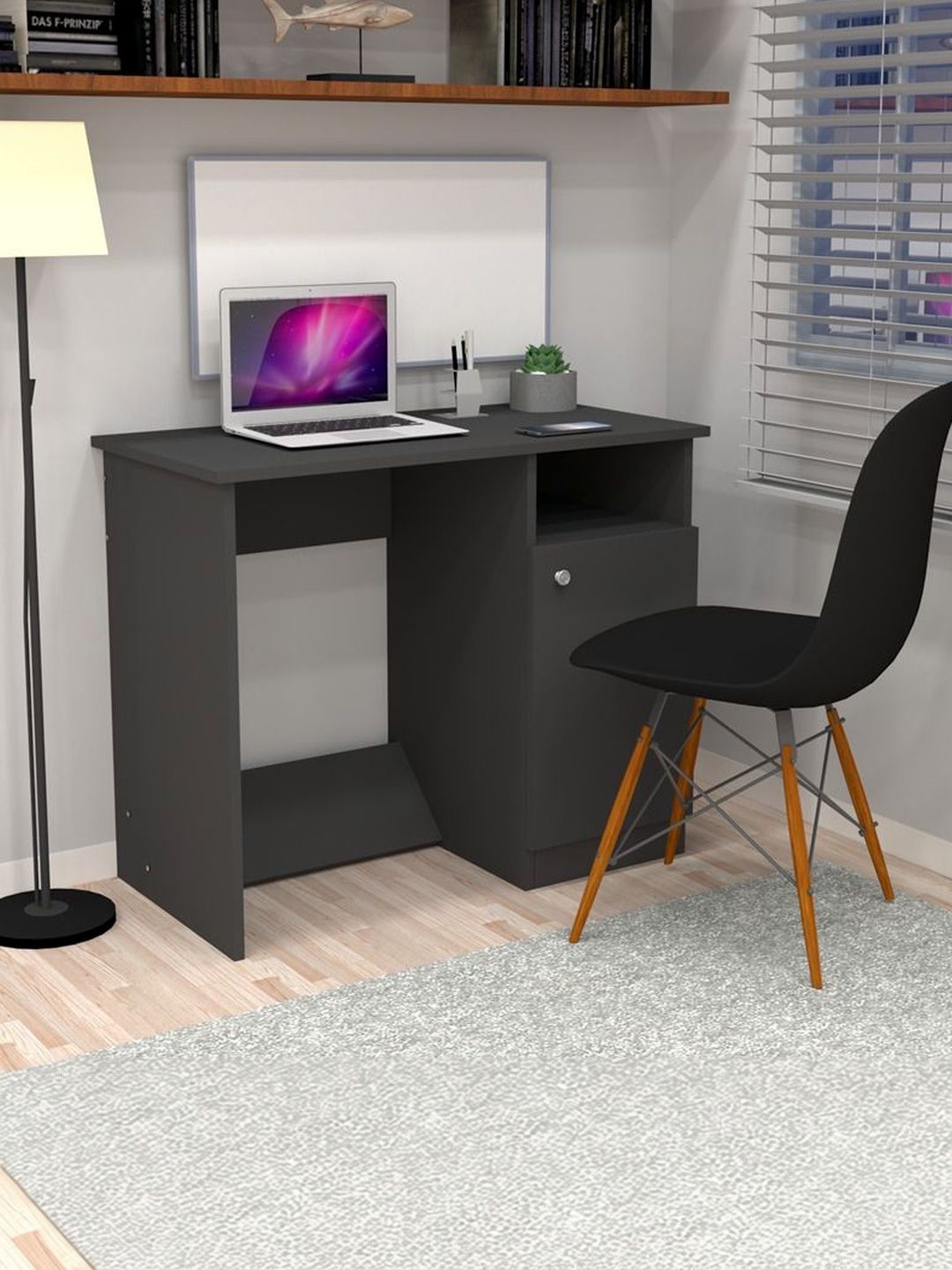 SPECIALITY PANELS Grey Engineered Wood Free Standing Study Table