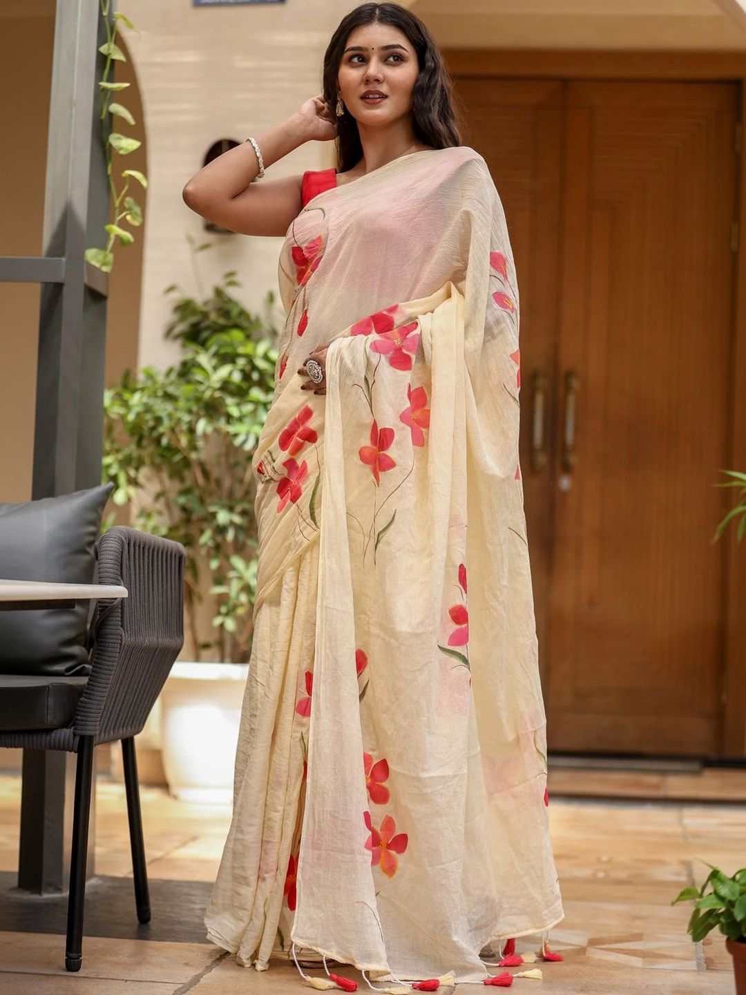 SILKWEAR Floral Linen Blend Designer Saree-picture-10
